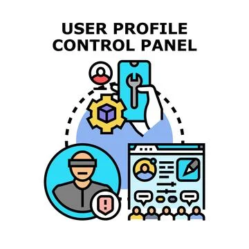 User profile control panel managing data and privacy Stock Illustration