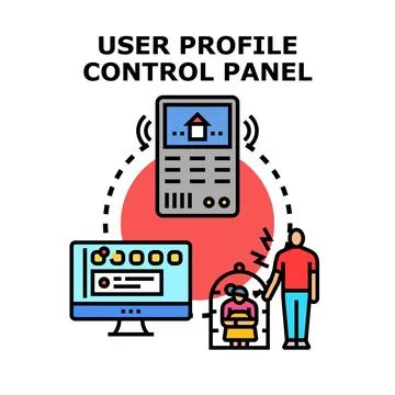 User profile control panel managing digital identity and access Stock Illustration