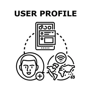 User profile creating and connecting global online network Stock Illustration