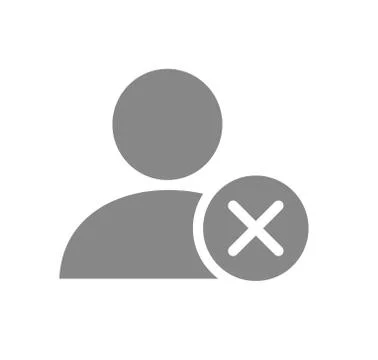 User profile with cross checkmark grey icon. Employee rejected symbol Stock Illustration