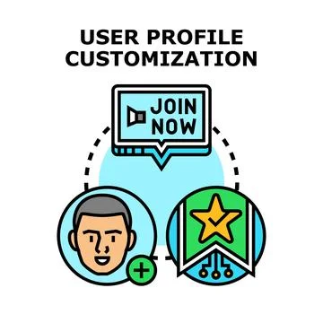 User profile customization concept with account management Stock Illustration