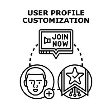 User profile customization concept with account management Stock Illustration