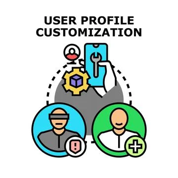 User profile customization service setting up avatar Stock Illustration
