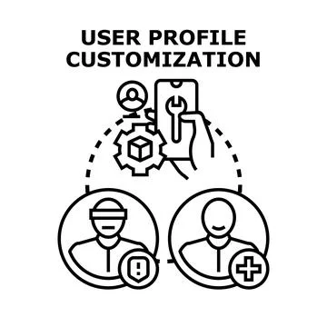 User profile customization service setting up avatar Illustrazione stock