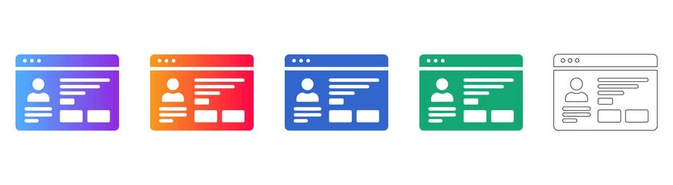 User Profile Dashboard Window Icons Illustrazione stock