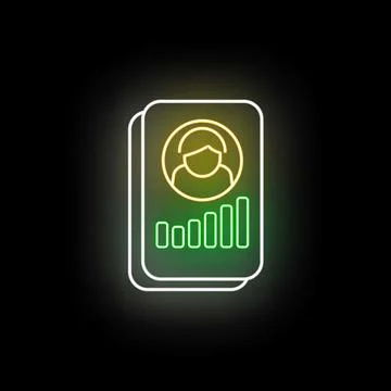 User profile data growth neon chart icon Illustrazione stock
