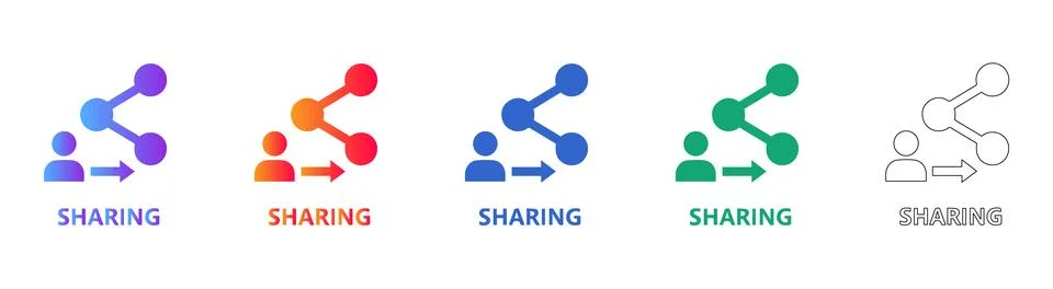 User Profile Data Sharing Icon Set Illustrazione stock
