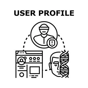 User profile digital identity and data security concept Stock Illustration