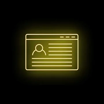 User profile displaying online account details neon outline 스톡 일러스트