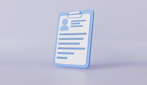 User profile document 3d illustration Illustrazione stock