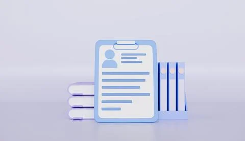 User profile document in office 3d illustration Illustrazione stock