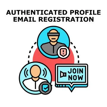 User profile email authentication and registration process Stock Illustration