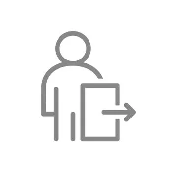 User profile with exit sign line icon. Public navigation symbol Stock Illustration