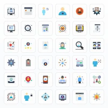 User Profile featuring 36 High Resolution Vector Icons in Flat Design Stock Illustration