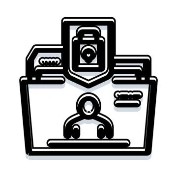 User profile folder with data security shield icon Stock Illustration