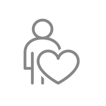 User profile with heart line icon. Charity, donation, feedback symbol Stock Illustration