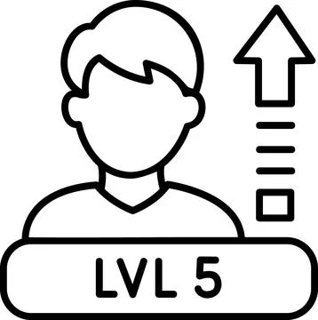 User profile icon with level 5 achievement Stock Illustration
