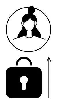 User Profile Icon with Lock and Up Arrow Representing Security and Ascendancy Stock Illustration