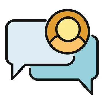 User profile icon with overlapping chat bubbles on white Ilustração Stock