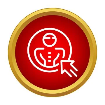 User profile icon with selecting cursor on red button Ilustração Stock
