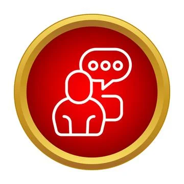 User profile icon with speech bubble communicating Stock Illustration