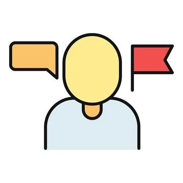 User profile icon with speech bubble and flag Stock Illustration