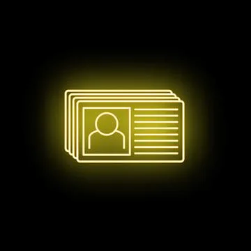 User profile identification cards neon yellow glowing icon set イラスト素材