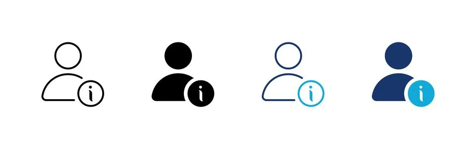 User profile information icon set in outline and solid styles Stock Illustration