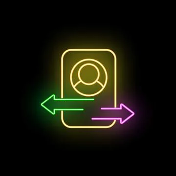 User profile information transfer glowing neon icon Stock Illustration