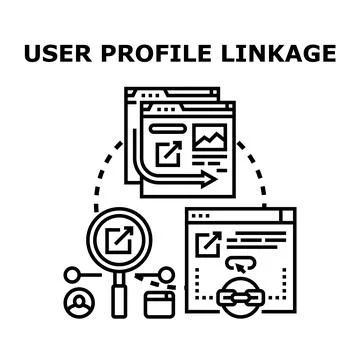 User profile linkage connecting data and networks Stock Illustration