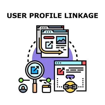 User profile linkage connecting data and networks Stock Illustration