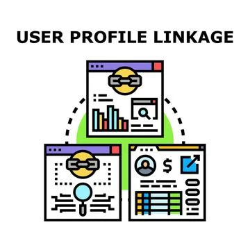 User profile linkage connecting data management concept Stock Illustration