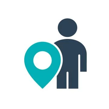 User profile with location mark colored icon. Human navigation, direction symbol Stock Illustration