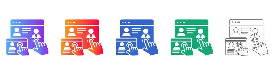 User Profile Management and Selection Interface Icons Ilustração Stock