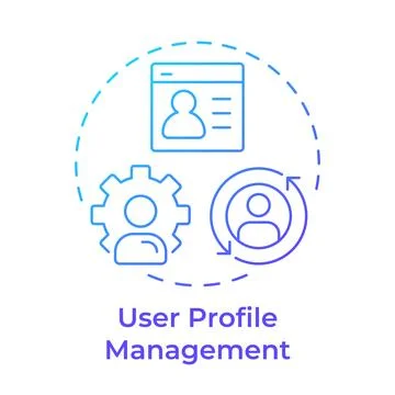 User profile management blue gradient concept icon Stock Illustration