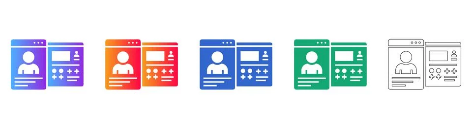 User Profile Management Interface Icons 스톡 일러스트