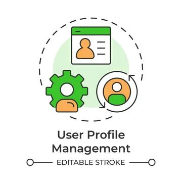 User profile management multi color concept icon Stock Illustration