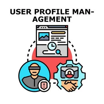 User profile management system accessing personal data Stock Illustration
