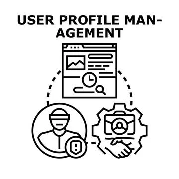 User profile management system accessing personal data Stock Illustration
