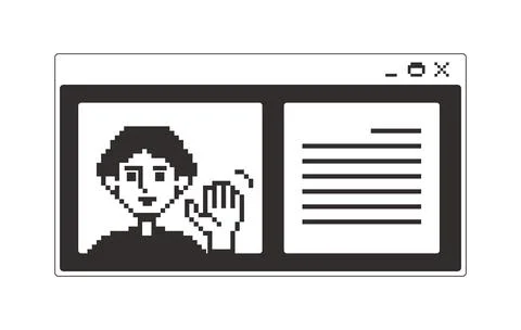 User profile monochrome pixel pop-up window Illustrazione stock