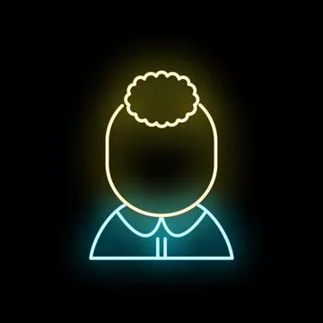 User profile neon icon glowing blue yellow Stock Illustration