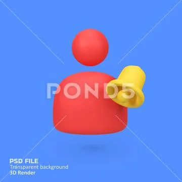User profile with notice alert isolated 3d render icon illustration PSDテンプレート