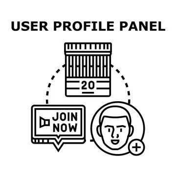 User profile panel account creating and managing data Stock Illustration