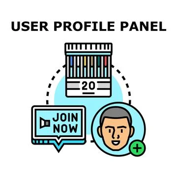 User profile panel account creating and managing data Stock Illustration