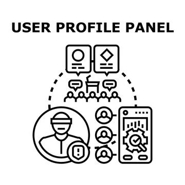 User profile panel data management concept Stock Illustration
