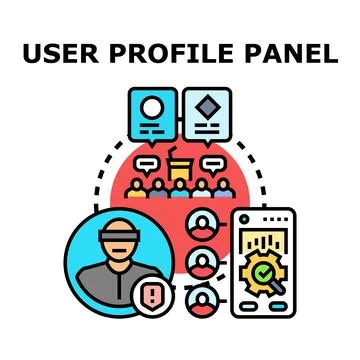 User profile panel data management concept Stock Illustration