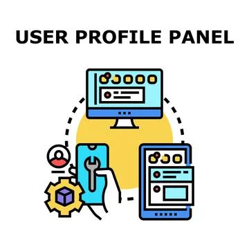 User profile panel developing and managing across devices 库存插图