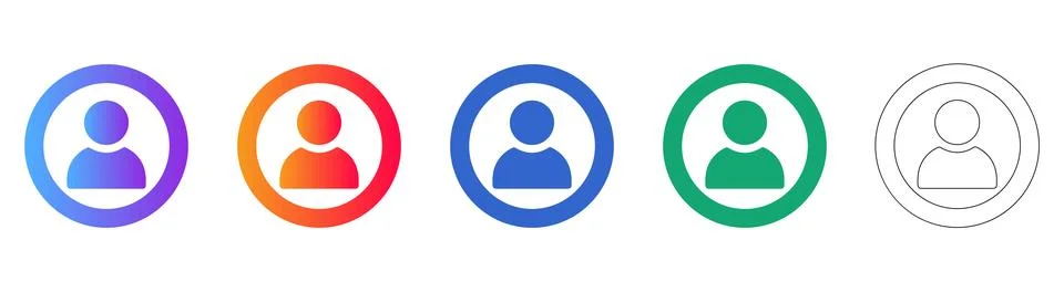 User Profile Person Icons in Gradient and Line Styles Ilustração Stock