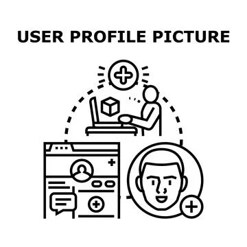 User profile picture creating and managing online account Stock Illustration