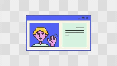 User profile pixel art pop-up window UI overlay animation Stock Footage 333308889